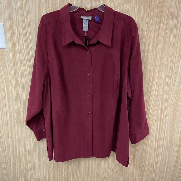 Catherines red faux suede top size 26/28WP - Picture 1 of 4